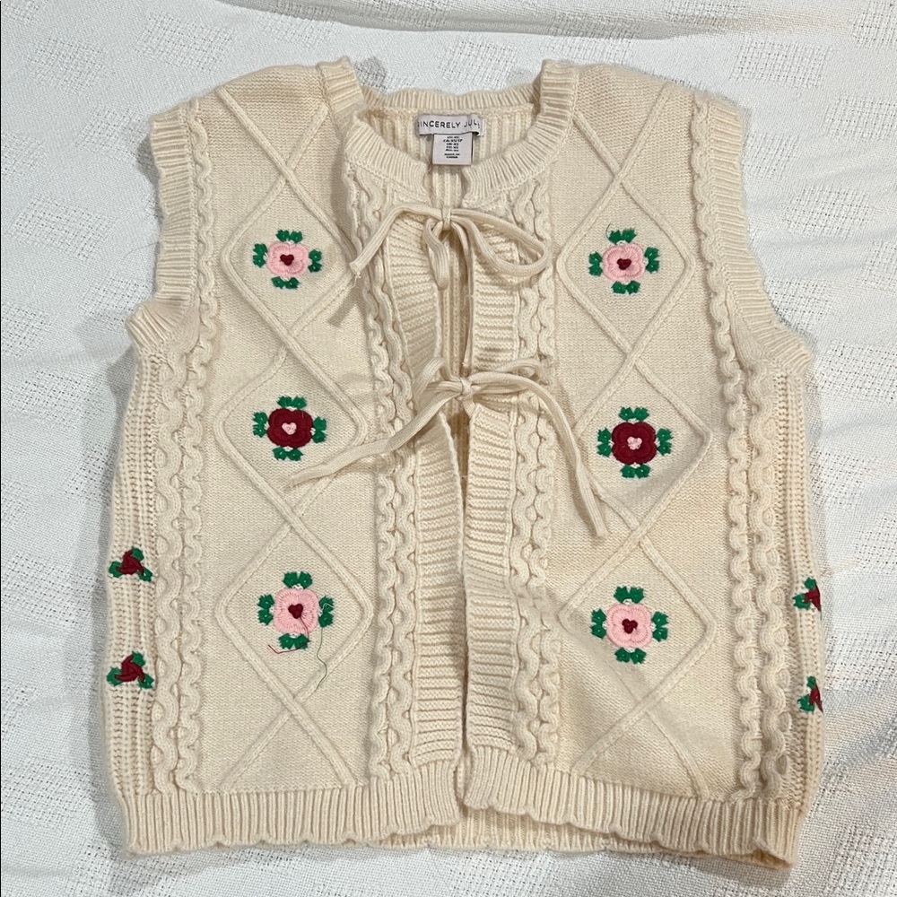 Sincerely Jules Cream Floral Cardigan Vest